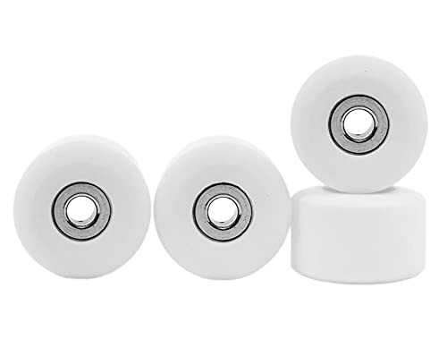 Teak Tuning Apex 71D Urethane Fingerboard Wheels, New Street Shape, 7.7mm Diameter, Ultra Spin Bearings – Made in The USA – White Snow Colorway