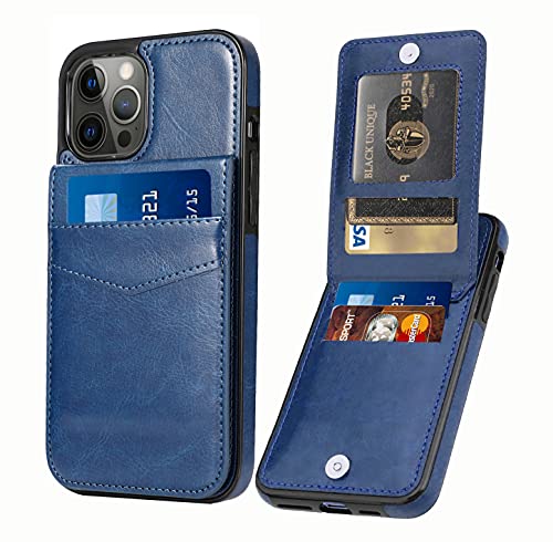 Seabaras iPhone 13 Wallet Case with Credit Card Holder for Women Men PU Leather Wallet Case for iPhone 13 Case 6.1 inch (Blue)