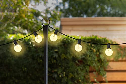 SFEG Outdoor String Light Pole – Non-Corrosive Steel Outdoor Light Poles for Ground with Fork Base – Metal Post Light Hangers for Garden, Backyard Lighting – For Wedding, Parties, Events – 96×7.8×8.4″