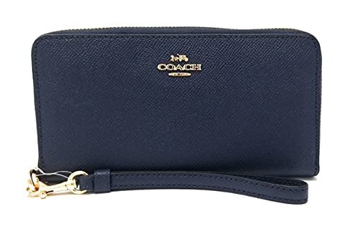 COACH Women’s Long Zip Around Wallet (Crossgrain Leather, Gold – Midnight)