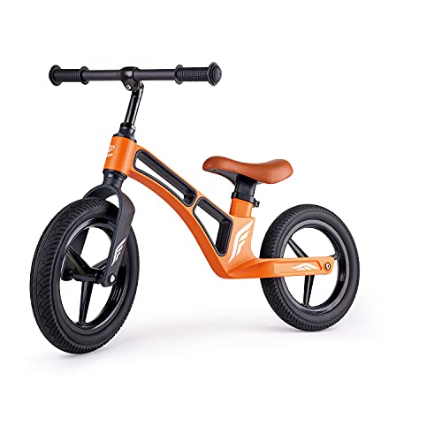 Hape Balance Bike Ultra Light Magnesium Frame for Kids 3 to 5 Years|12″ Flat Free PU Tires|Adjustable Handlebar and Seat No Pedal Kids Bicycle, Orange
