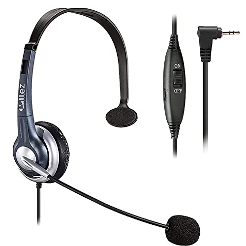 Callez Phone Headset with Noise Cancelling Microphone and Volume Control, Office 2.5mm Telephone Headsets Compatible with Panasonic AT&T ML17929 Vtech Uniden Cisco Grandstream Cordless Phones