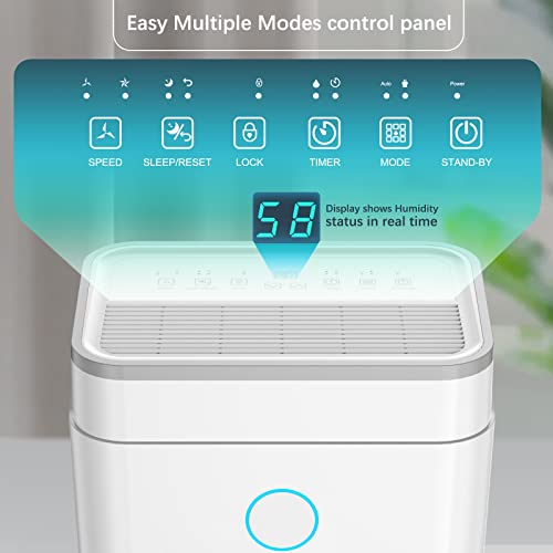 HUMILABS 50 Pint for 4500 Sq.Ft, Dehumidifiers for Home and Basements, Water Tank Capacity with Drain Hose, Ultra Quiet with Two-Mode, Intelligent Humidity Control, Childlock, Laundry Dry, Auto Shut Off for Basement, Bathroom, 24H Timer | The Storepaperoomates Retail Market - Fast Affordable Shopping