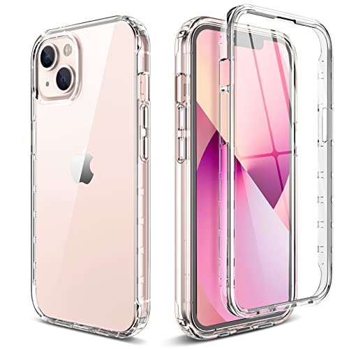 Switdo Compatible with iPhone 13 Case Clear with Built-in Screen Protector Anti-Scratch Full Body Shockproof Phone Case for iPhone 13 6.1“- Clear