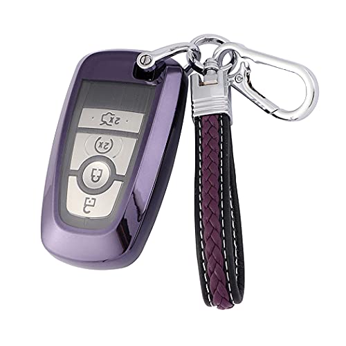 litupheal purple keychain key fob cover for Ford accessories 2018 2019 Fusion Mustang F150 F350 F450 F550 Edge Escape Explorer Remote key chain