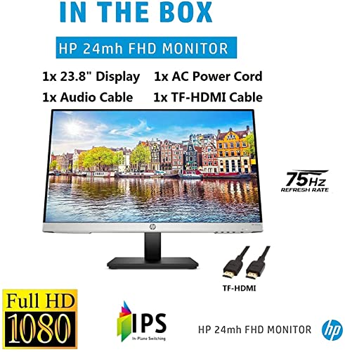 HP New Premium 24mh Series Monitor: 24″ FHD IPS Display, Built-in Speakers, VESA Mounting, Height/Tilt Adjustment, HDMI, VGA, DisplayPort, 75Hz Refresh Rate, TF-HDMI Cable | The Storepaperoomates Retail Market - Fast Affordable Shopping