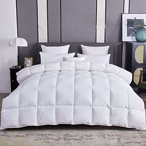 URBANLIFE Down Comforter King Size – Goose Down and Feather Bed Comforter, All Seasons King Duvet Insert, 100% Cotton Cover (106×90, White)