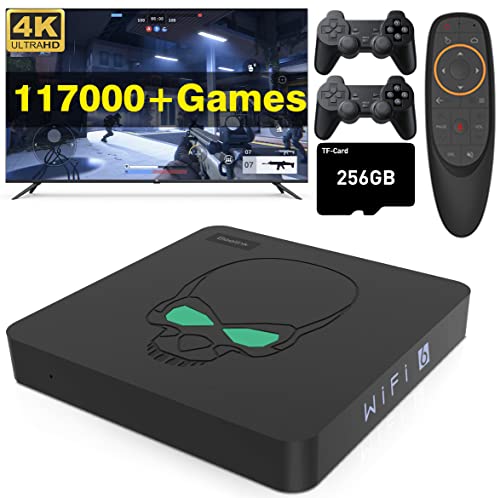 Super Console X King Game Consoles with 117000+Retro Game,S922X,EmuELEC 4.5&Android 9.0&CoreELEC,4K UHD Output,Dual Band WiFi,Voice Remote Control,2 Wireless Controllers (256GB)