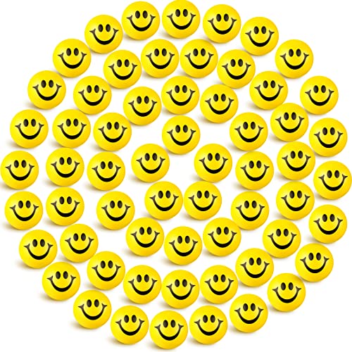 100 Pieces Mini Stress Balls for Adults Soft Foam Stress Balls Funny Face Small Stress Balls Colored Stress Balls Be Happy Smile Ball 1.2 Inch Stress Relief Balls (Yellow)