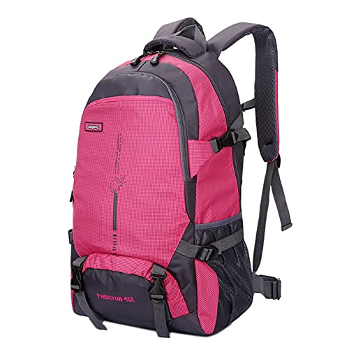 LLPUSLUO 45L Climbing Backpack Rucksack Outdoor Bag Travel Backpacks Waterproof Hiking Back Pack Women Trekking Bag for Men (Rose Pink)
