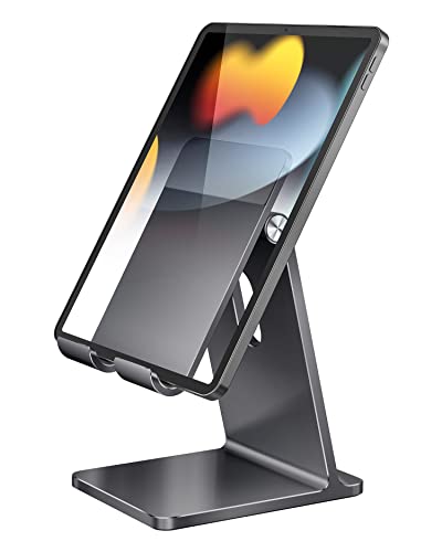 Maxonar Adjustable Tablet Stand Holder, Sleek Looks Tablet Desktop Stand Dock Constructed from Aluminum – Compatible with iPad Air iPad Pro/ iPad Mini 2022 [4.7″-13″], Galaxy Tab S8, Grey