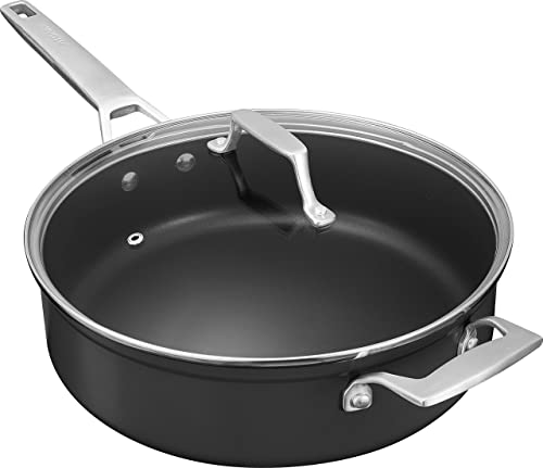 MsMk 5 Quart Saute Pan with lid, Stay-Cool Handle, Smooth Bottom, Burnt also Nonstick, 11 inch Induction Nonstick Deep Frying Pan, PFOA Free Non-Toxic, Oven safe to 700℉, Dishwasher safe