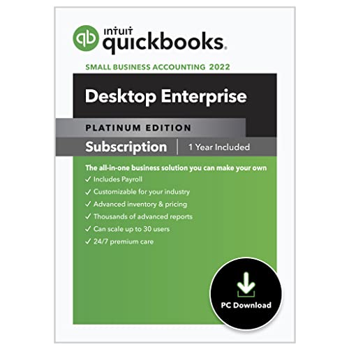QuickBooks Desktop Enterprise Platinum 2022 Accounting Software for Business – 2 User [PC Download]