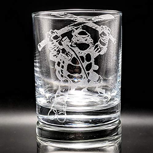 LEONARDO Engraved Whiskey Rocks Glass | Inspired by TMNT Ninja Turtles | Great Gift Idea!