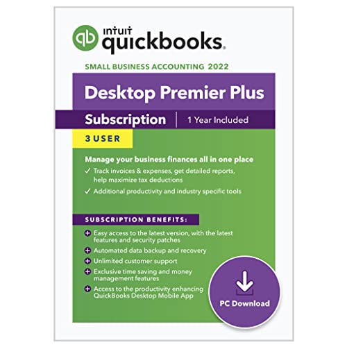 QuickBooks Desktop Premier Plus 2022 Accounting Software for Small Business 1-Year Subscription – 3 User [PC Download]