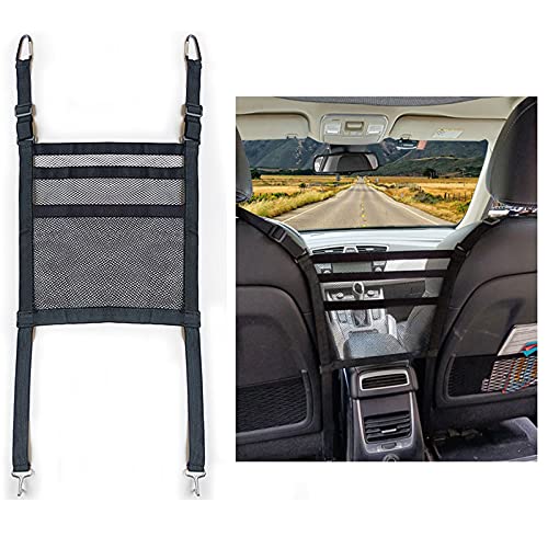 Naae 3-Layer Car Mesh Organizer Between Seats Seat Back Net Bag Four-Side Car Purse Net, Car Net Barrier between Front Seats for Backseat Kids Dogs or Pets