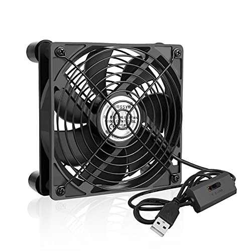 Qirssyn 120mm Variable Speed Fan for Router Modem Receiver DVR X-Box TV-Box Stereo Cooling Dual Ball Bearing