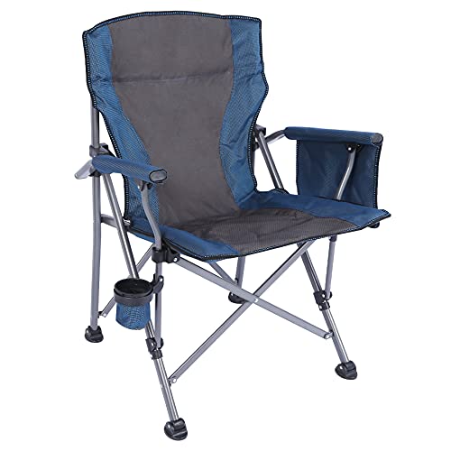 REDCAMP Oversized Folding Camping Chairs for Adults Heavy Duty 500lb, Sturdy Steel Frame Portable Outdoor Sport Chairs with High Back and Hard Arms,New Blue