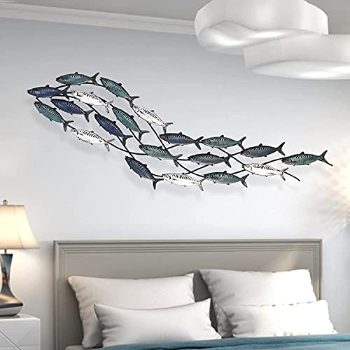 UJMIKO Metal Fish Wall Decor, Aqua Theme Metal Wall Sculpture Marine Decor for Home Garden Bedroom