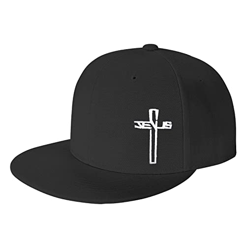 Snapback Hats for Men,Jesus Christian Cross Flat Brim Bill, Embroidery Adjustable Hip Hop Plain Baseball Cap