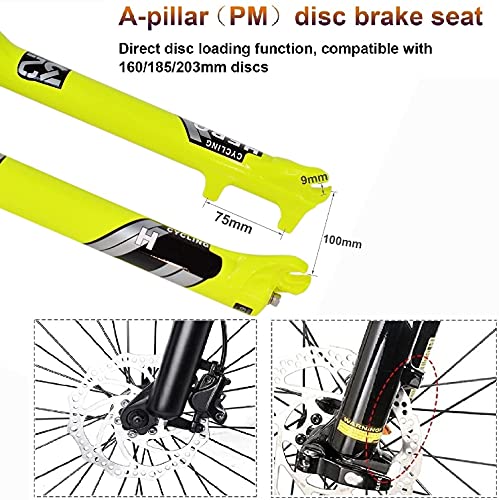 Mountain Bike Front Fork MTB Fork 26/27.5/29 Inch Bicycle Air Front Fork Straight Tube 1-1/8″ Travel 100mm Disc Brakes QR 9mm Bicycle Accessories (Color : Remote Lockout, Size : 27.5inch) | The Storepaperoomates Retail Market - Fast Affordable Shopping