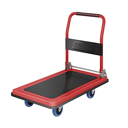 Platform Trucks Portable Push Dolly with Mute Wheels, Platform Truck, Multi Functional Industrial Push Cart, for Loading and Storage (Color : Red, Size : 5 inch)