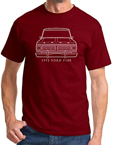 1972 Ford F100 Pickup Truck Front End Design Classic Print Tshirt XX-Large Maroon