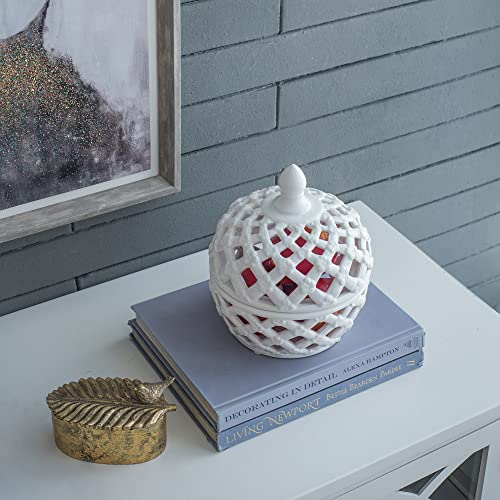 A&B Home Ceramic Lidded Jar White Porcelain Jar Home Décor Table Top Decorative,Set of 2 | The Storepaperoomates Retail Market - Fast Affordable Shopping