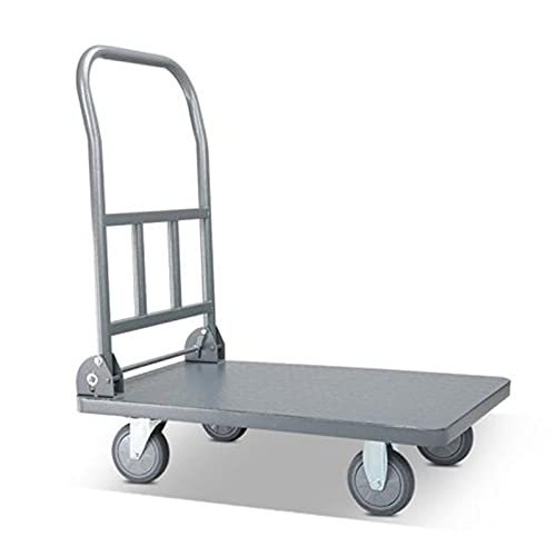Platform Trucks Hand Push Platform Truck with Mute Wheels, Folding Industrial Push Cart, for Easy Storage Luggage Moving Warehouse, Heavy Steel Material (Size : 90x60x90cm)
