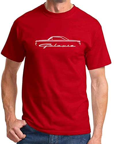 1963 Ford Galaxie Hardtop Classic Outline Design Print Tshirt Large red