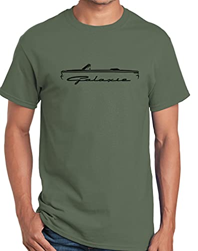 1963 Ford Galaxie Convertible Classic Outline Design Print Tshirt Large Military