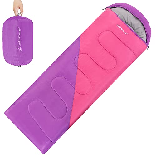 Clostnature Sleeping Bag for Adults and Kids – Lightweight Camping Sleeping Bag for Girls, Boys, Youths, Ultralight Backpacking Sleeping Bag for Cold Weather – Compression Sack Included(Right Zipper)