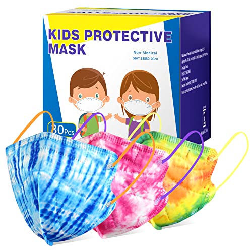 VickyMac Disposable Face Mask for Kids, 30pcs Upgraded 4-Ply Protective Cover Breathable Safety Masks for Children Boys and Girls