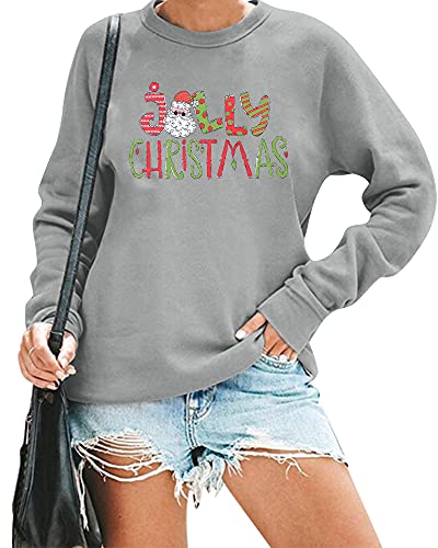 Christmas Sweatshirt for Women Merry Christmas Tree Buffalo Plaid T-Shirt Xmas Holiday Graphic Tee Pullovers Blouse Top