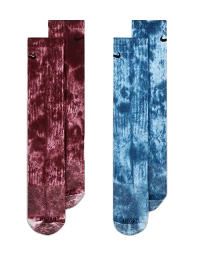 Tie Dye Nike Dri-Fit Crew Socks – Red Blue / Green Sapphire / Yellow Orange (Maroon/Dark Blue, Large)