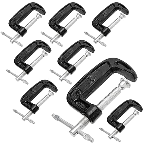 JOIKIT 8 PCS 2 Inch C Clamps Set, Heavy Duty G Clamp with 2 Inch Jaw Opening for Woodworking, Welding, and Metal Working