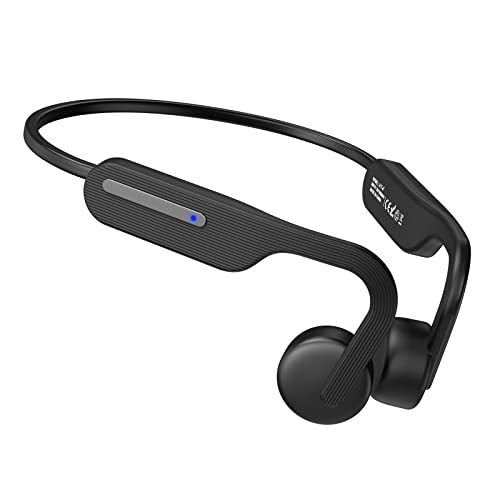 RELAXYO Bone Conduction Headphones, Open Ear Wireless Earphones BT 5.0 Headset, with Up to 8 Hours Playtime Built-in Mic IP56 Sweatproof, for Running Hiking Cycling and Workouts(Black)