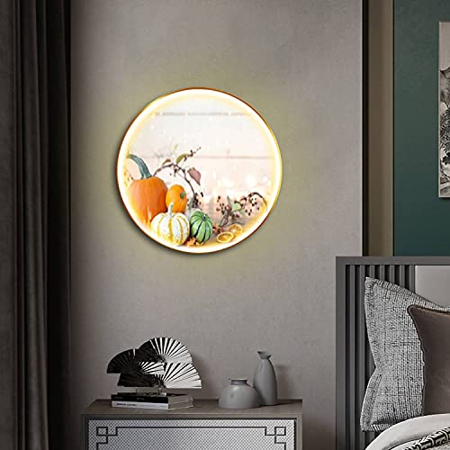 Modern LED Wall Sconce Autumn Holiday Pumpkin Arrangement Against an Old White Wood Canvas Print Wall Lamp Decor Wall Lights for Bedroom Living Room Background Staircase Aisle Hotel | The Storepaperoomates Retail Market - Fast Affordable Shopping