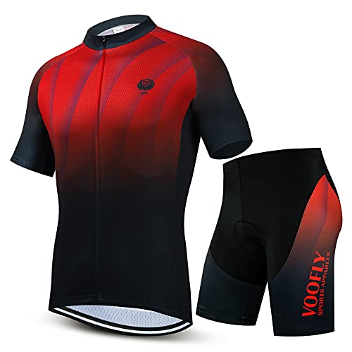 Cycling Clothes for Men Set Bike Shorts Gel Padded Short Sleeve Bicycle Wear Road Biking Jersey Blue Red M
