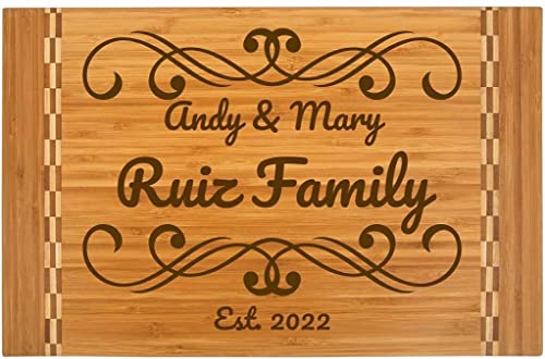 Personalized Bamboo Cutting Board | Laser Engraved | Fully Customizable Designs | Perfect for Wedding Gifts, Anniversaries, Birthdays, New Home Gifts (8×12)
