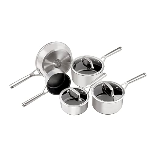 Ninja Foodi ZEROSTICK Stainless Steel 5-Piece Pan Set [C65000UK] Non-Stick, Induction Compatible, Dishwasher Safe
