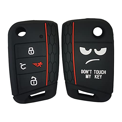 BFBFBFB for VW Key Fob Cover Case 4 Buttons Keyless Entry Remote Key Accessories Fit for VW Volkswagen 2018 2019 Tiguan 2016-2017 Golf Polo GTI (1 Black)