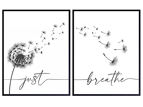 Just Breathe Wall Art – Inspirational Quotes Wall Decor – Encouragement Gifts for Women – Positive Quotes Wall Decor – Uplifting Gifts for Women – Bedroom Wall Art – Living Room Wall Art 8×10 Unframed