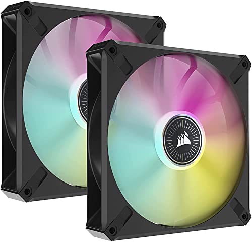 CORSAIR ML140 RGB Elite, 140mm Magnetic Levitation RGB Fan with AirGuide, 2-Pack with Lighting Node CORE