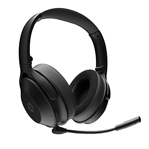 Raycon The Work Bluetooth Wireless Headphones with Detachable Mic, Active Noise Cancellation, 32 Hours of Battery, Memory Foam Cushions, with Talk, Text, and Play, Bluetooth 5.0 (Black)