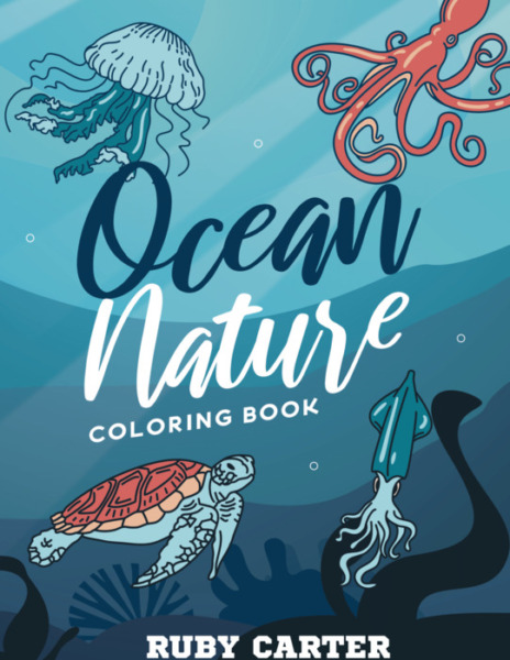 40 Ocean Nature Coloring Book With Fish Octopus Crabs Dolphins Sharks Turtles and More 80 Pages 8.5 x 11 inches Printable