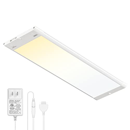 PRINCEWAY LED Under Cabinet Light, Plug in 12 Inch Under Kitchen Counter Light, Linkable Kitchen Lamp, 6W 480Lm Stepless Dimmable, 5X Lighting Colors 3000K- 5000K High CRI 90+ ETL Listed