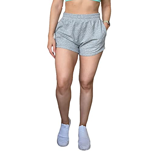 Aoxjox Training Sweat Shorts for Women High Waist Workout Shorts Athletic Yoga Running Shorts (Grey Marl, Medium)
