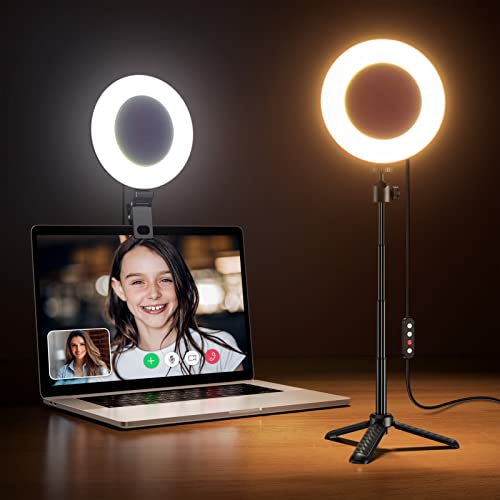 Weilisi 6.5” Ring Light for Computer with Adjustable Tripod,3 Light Modes Video Conference Lighting,Mini Ring Light for Laptop,Webcam Light,Zoom Light,Desk Ring Light,Selfie Ring Light