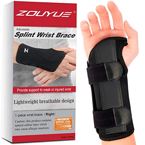 ZOUYUE Carpal Tunnel Wrist Brace, Adjustable Wrist Splint for Men, Women, Night Sleep Splint Wrist Brace Support for Pain Relief, Tendonitis, Sport Injuries – Right Hand M/L